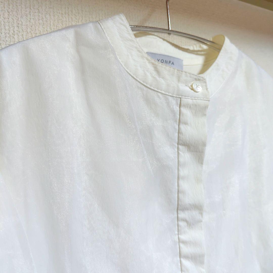 つばきゆ【美品】ヨンファ YONFA オーガンジーダブルシャツバンドカラー