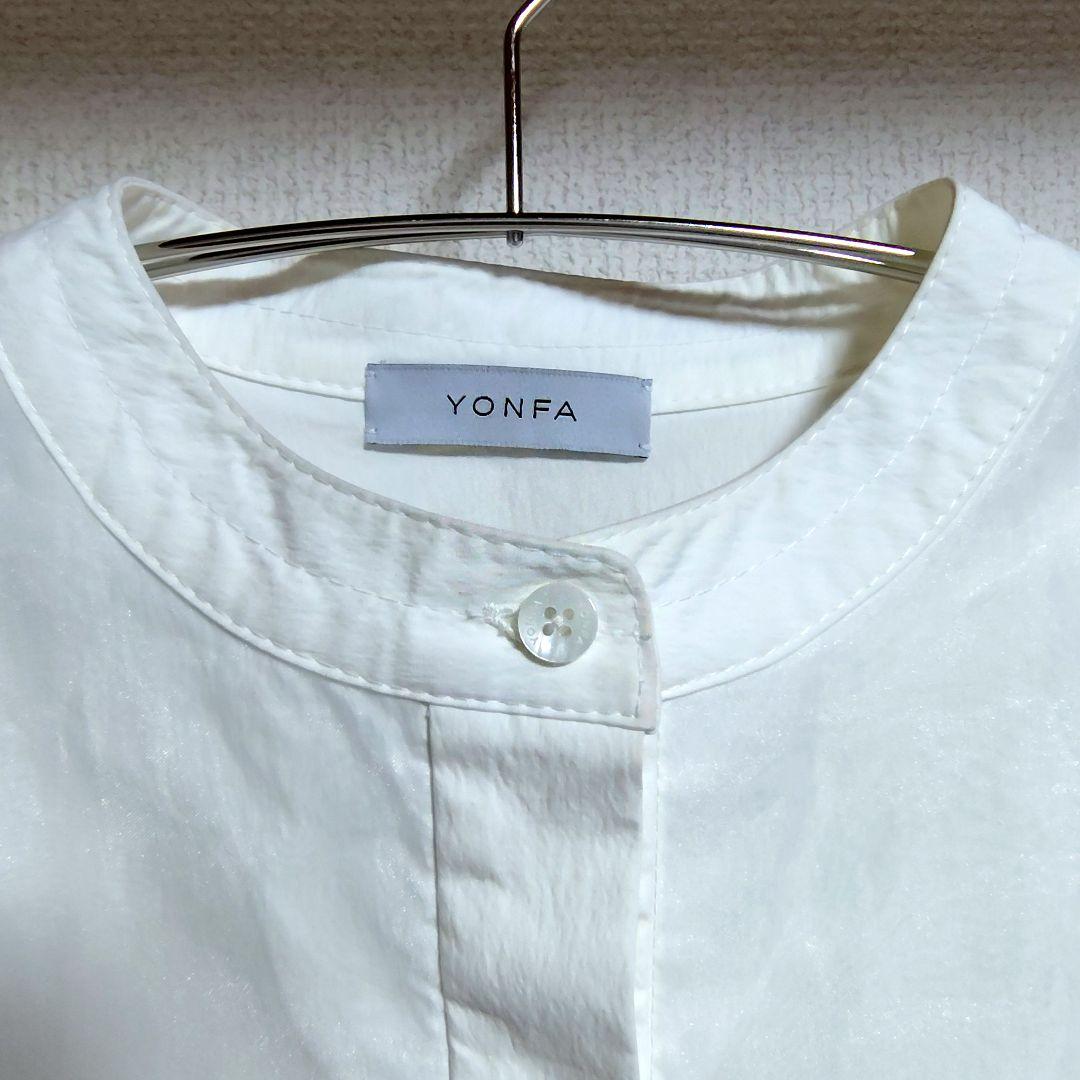 つばきゆ【美品】ヨンファ YONFA オーガンジーダブルシャツバンドカラー