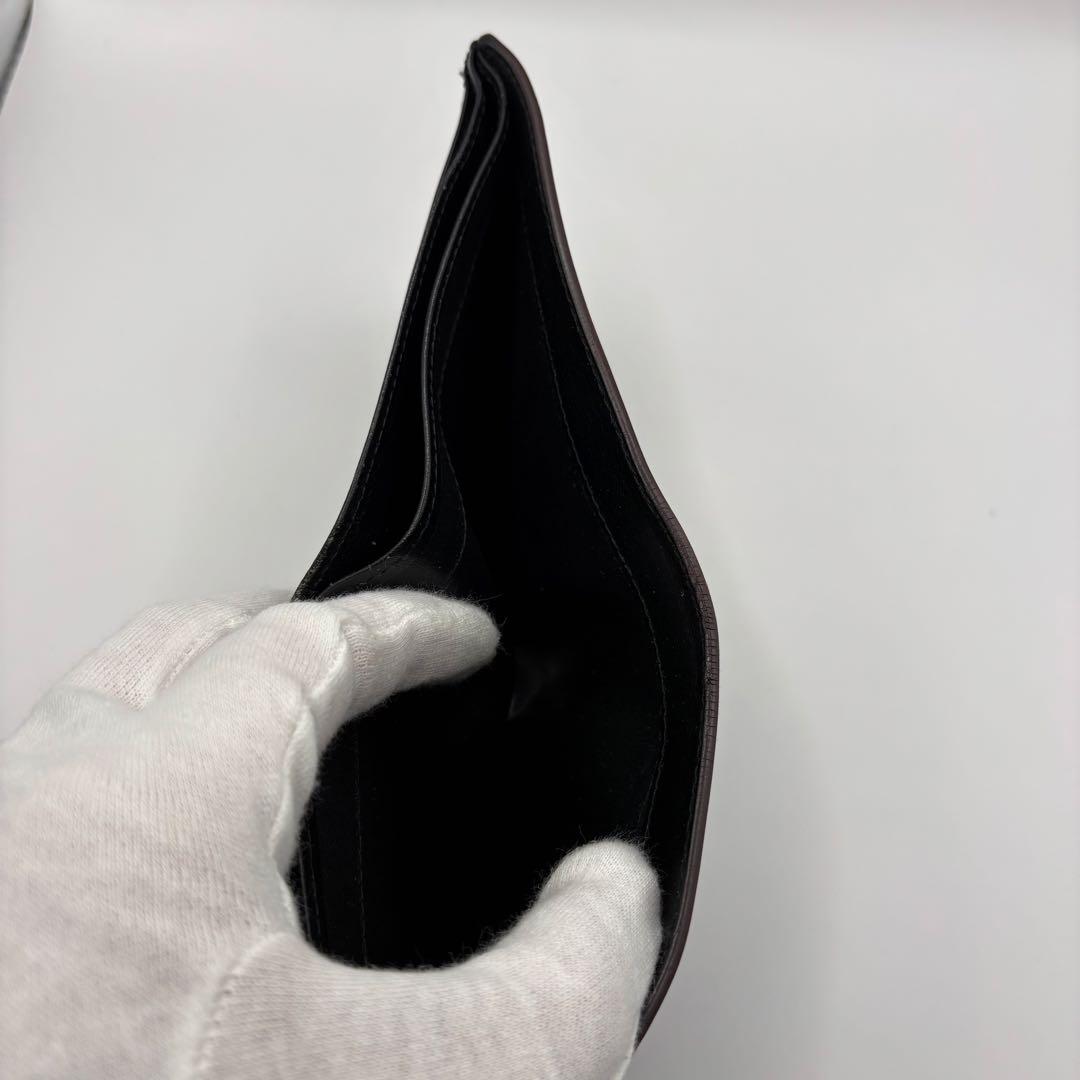 GANZO 二つ折り財布　ブラック　コードバン　レザー　折り財布　小銭入れ付き