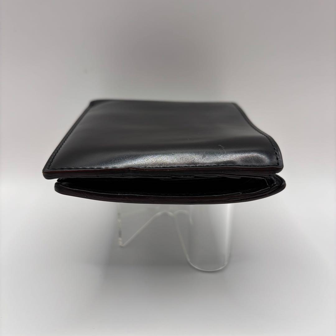 GANZO 二つ折り財布　ブラック　コードバン　レザー　折り財布　小銭入れ付き