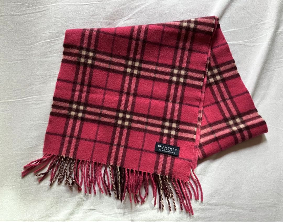 バーバリー カシミヤ マフラー ピンク