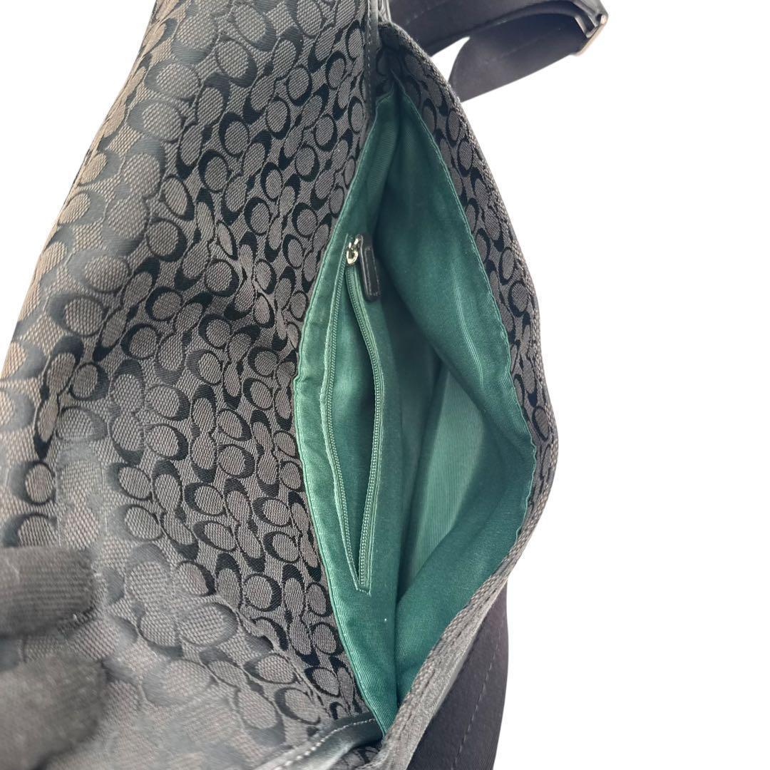 COACH コーチ メッセンジャーバッグ シグネチャー キャンバス 黒 斜めがけ