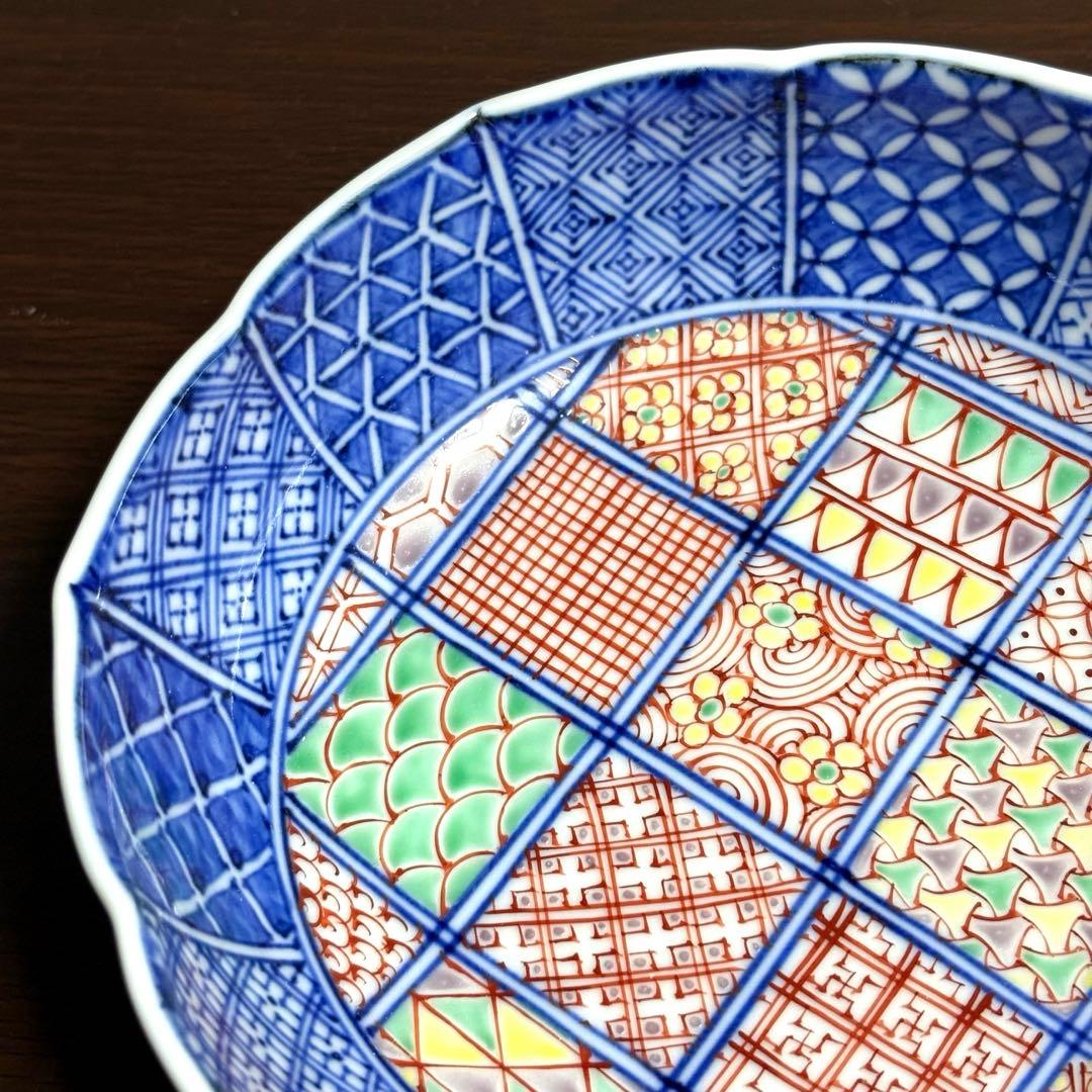 未使用保管品✨清水焼 昭阿弥 格子着彩小紋 中鉢 単品✨京焼 向付 鉢