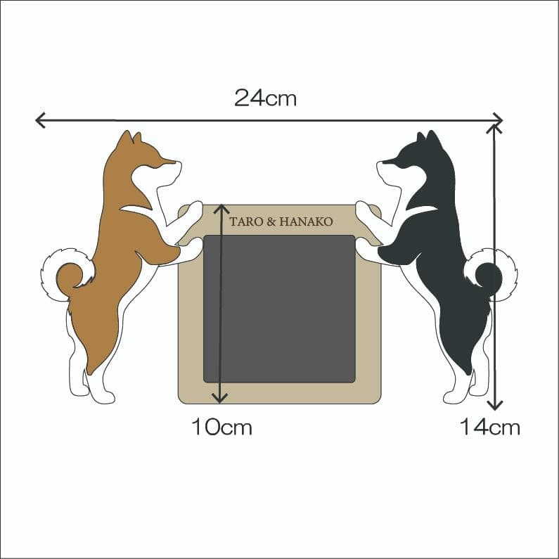 【電波時計】他犬種可　2匹のワンちゃんが寄り添う電波デジタル時計 柴犬　赤と黒