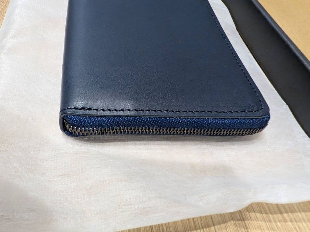 STATUSY ネイビー レザー 長財布