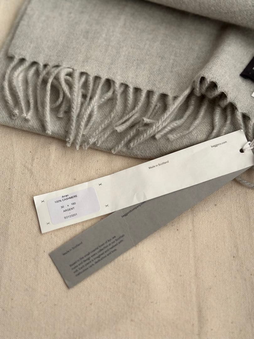 ベグアンドコー BEGG&CO 上質カシミア マフラー Arranグレー 新品