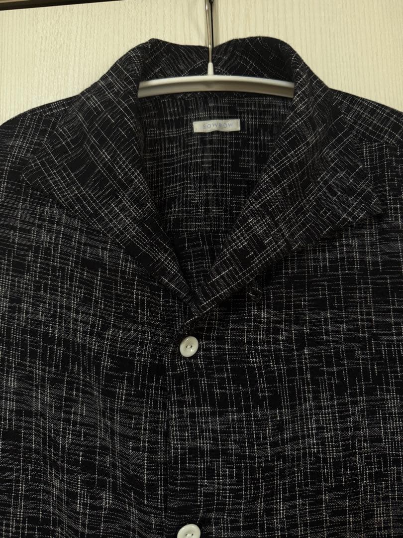 SOWBOW ソウボウ　チェックぽいデザイン　長袖シャツ　黒×グレー　XL 美品