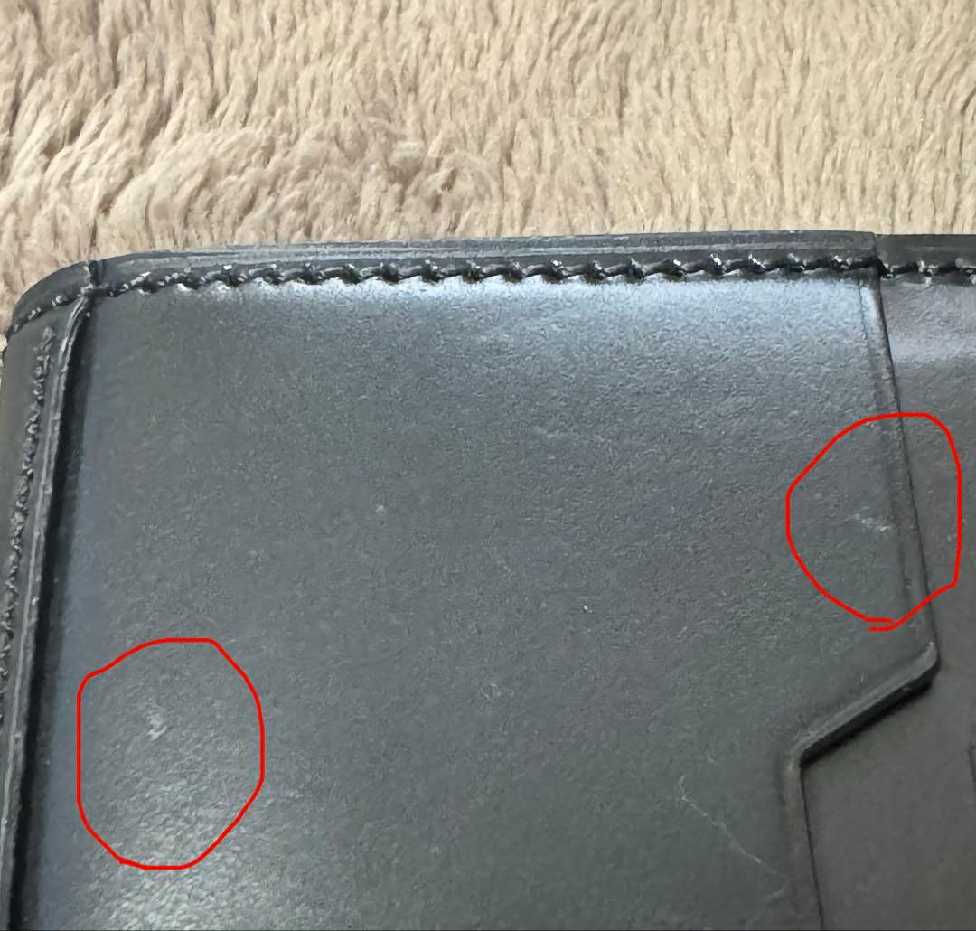 万双　ダブルホーウィン 被せ型財布　ブラック