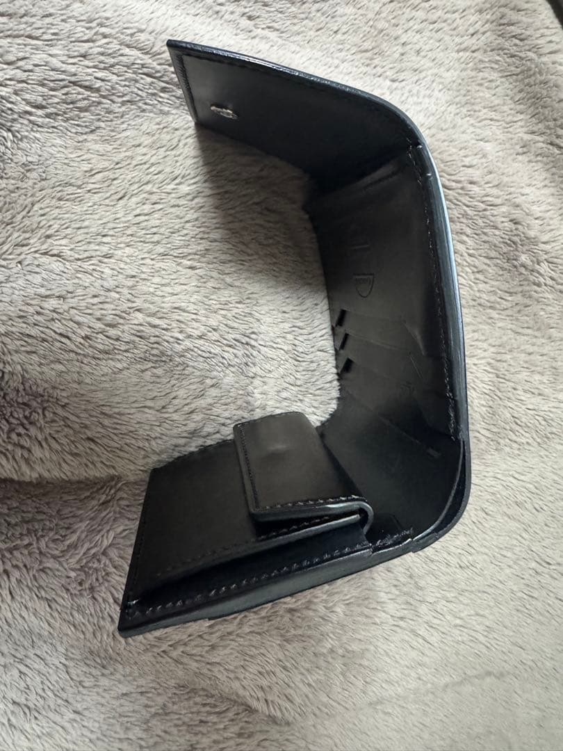 万双　ダブルホーウィン 被せ型財布　ブラック