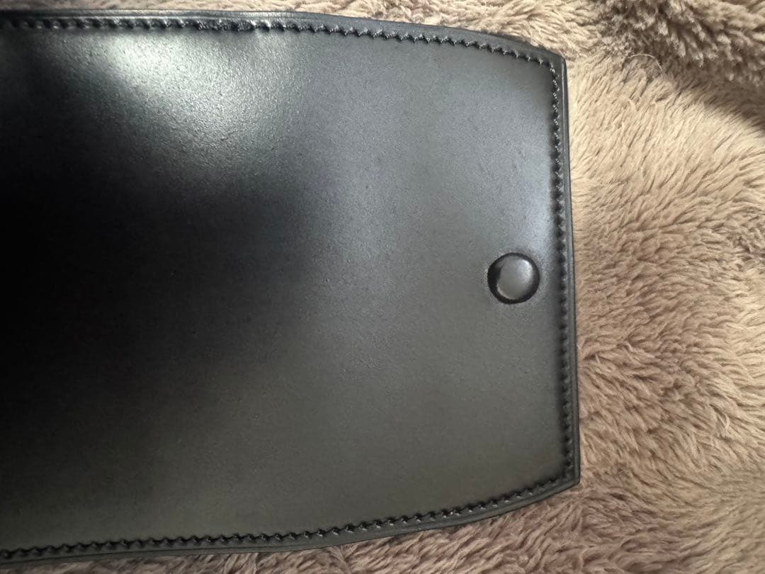 万双　ダブルホーウィン 被せ型財布　ブラック