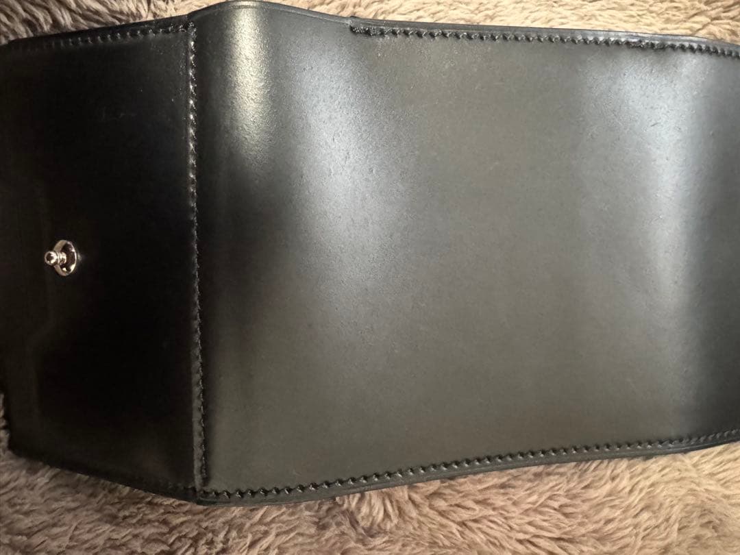 万双　ダブルホーウィン 被せ型財布　ブラック