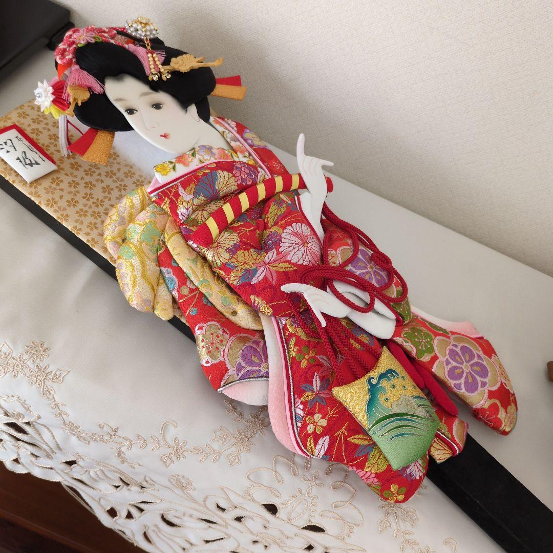 伝統的羽子板 　金襴　タイトル【汐汲】スタンド付