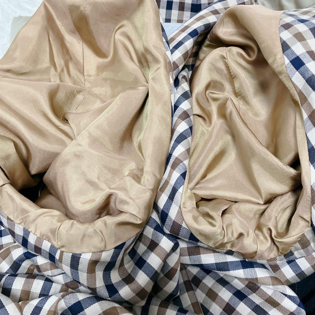 Aquascutum ステンカラーコート ベージュ ハウスチェック イギリス製