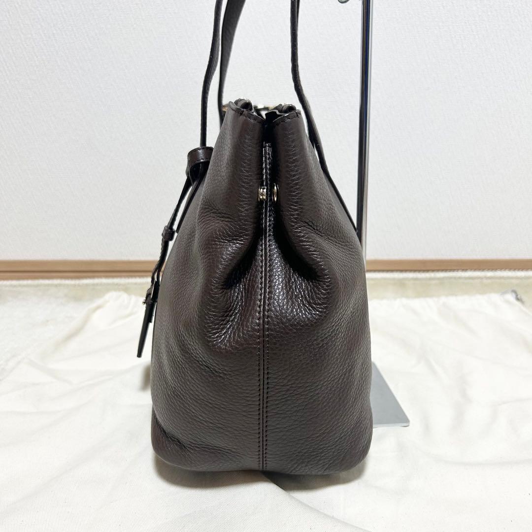 美品　マックスマーラ　オールレザー　トートバッグ　ブラウン　シボ革　チャーム付き