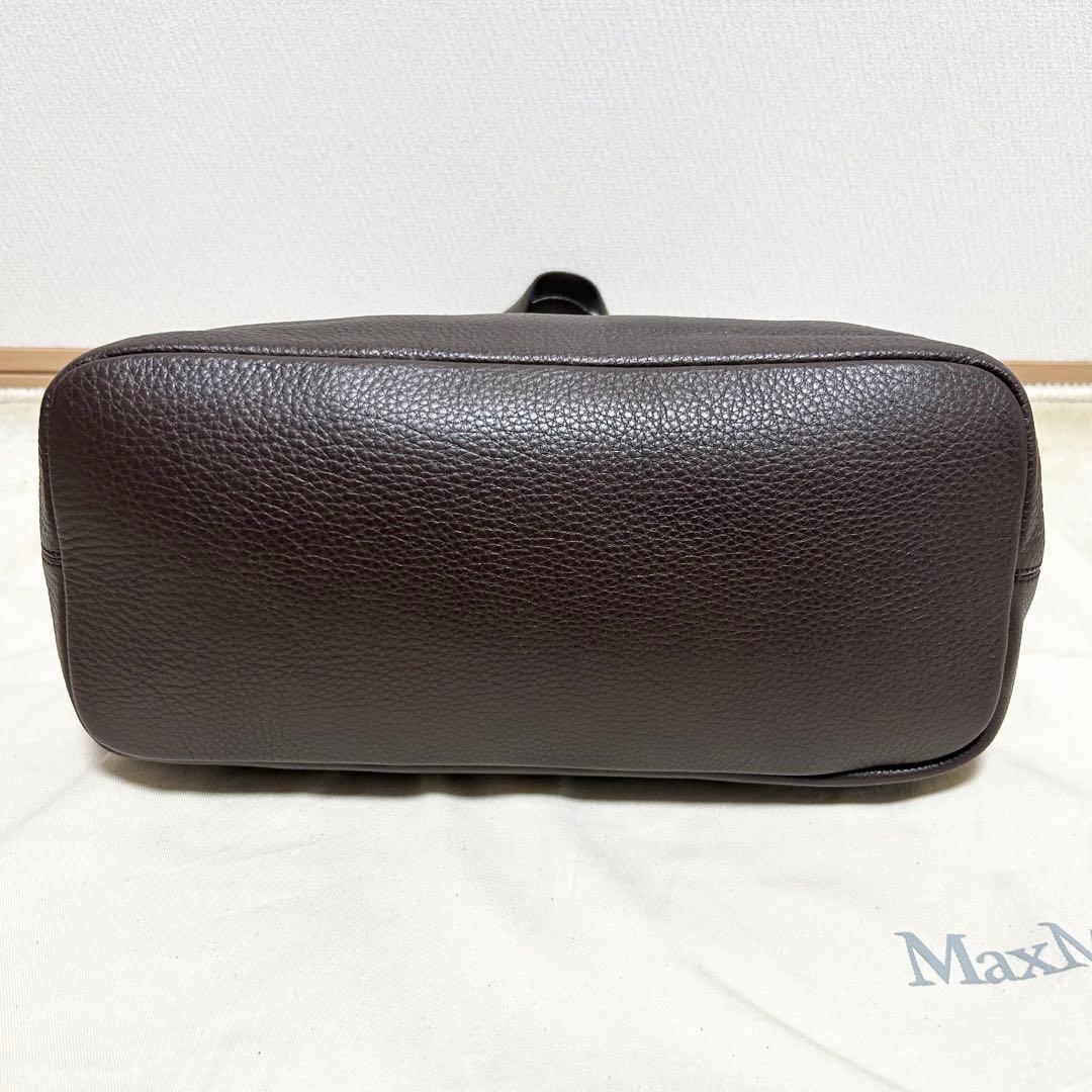 美品　マックスマーラ　オールレザー　トートバッグ　ブラウン　シボ革　チャーム付き