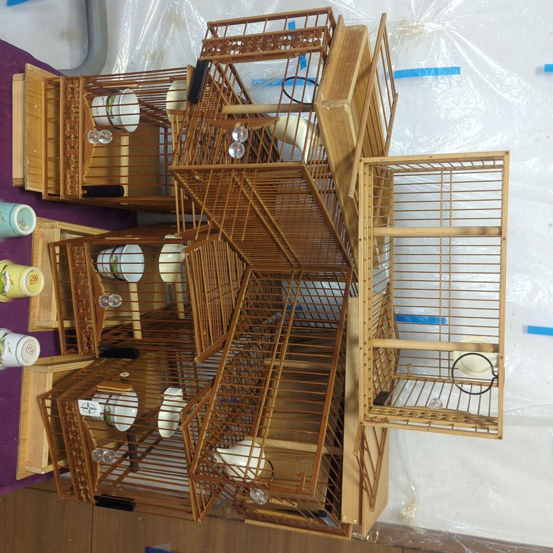 130　 鳥籠６個＆6羽用寝桶（総桐板製）
