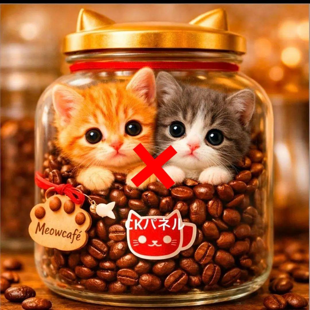 激レアねこコーヒー豆パネル生地　ハンドメイド