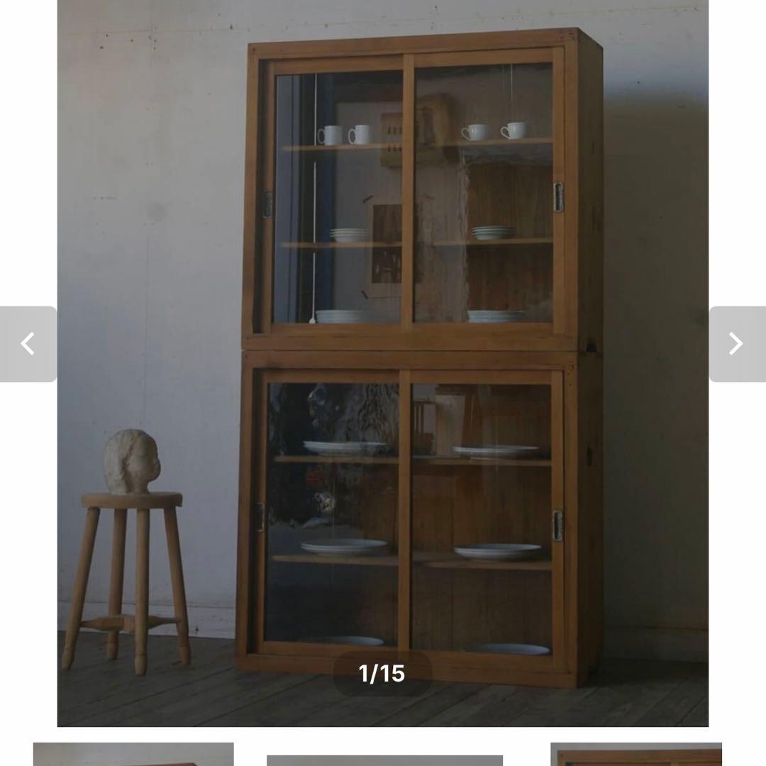 古家具 / アンティークガラス戸棚 / 無垢材①