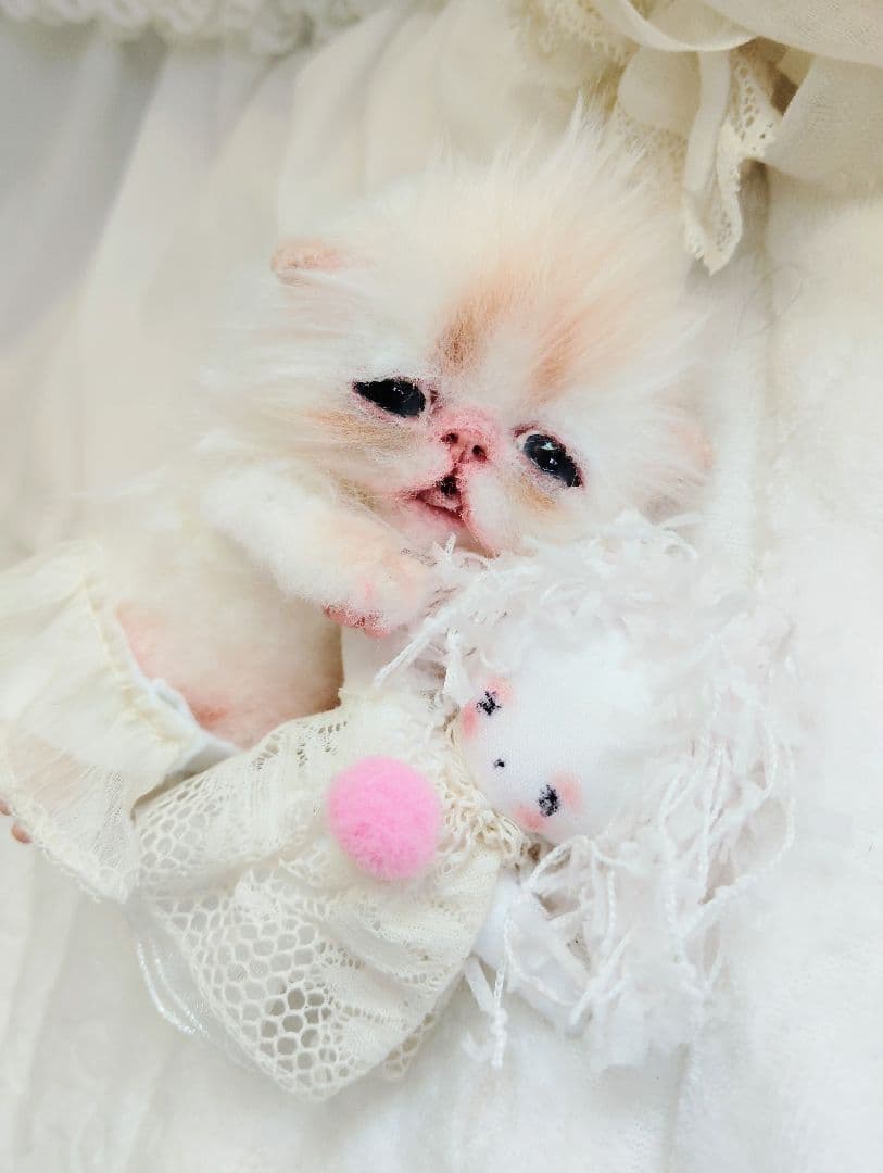 生後10日♡子猫ちゃんと♡ミーナちゃん♡アートドール♡ぬいぐるみ♡