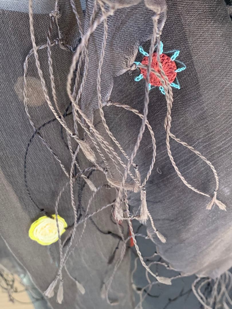 イッセイミヤケ　HaaT オーガンジー　刺繍ストール　極美品