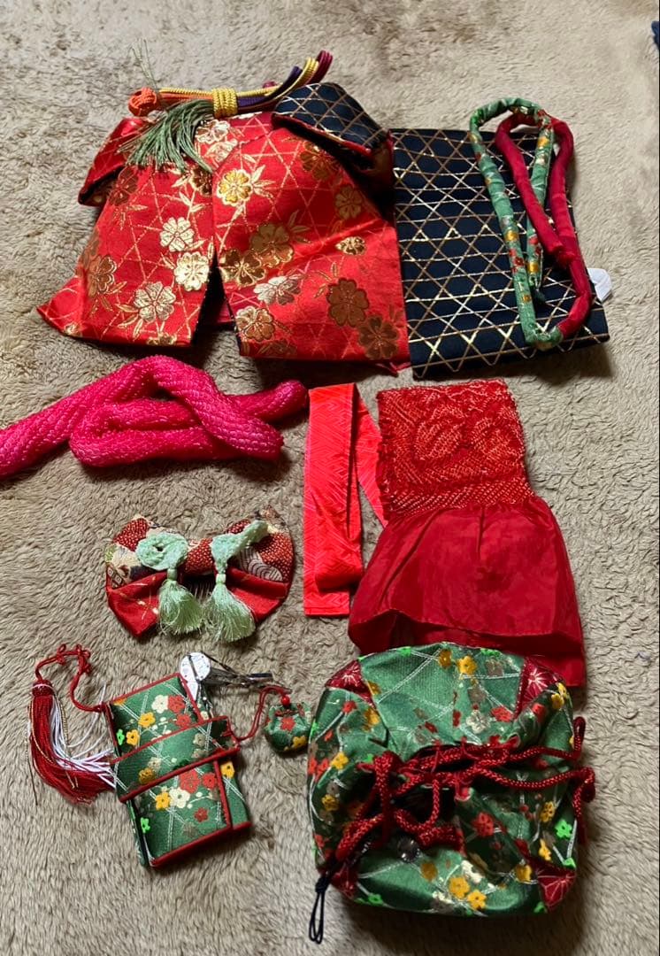 七五三 3歳 子供用着物セット 赤