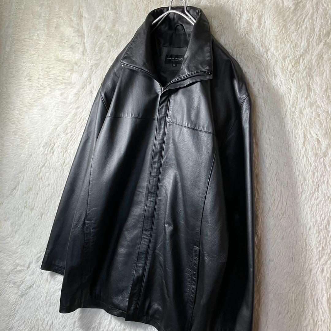 美品 ファーストダウン レザージャケット スタンドカラー XXXL 大きいサイズ
