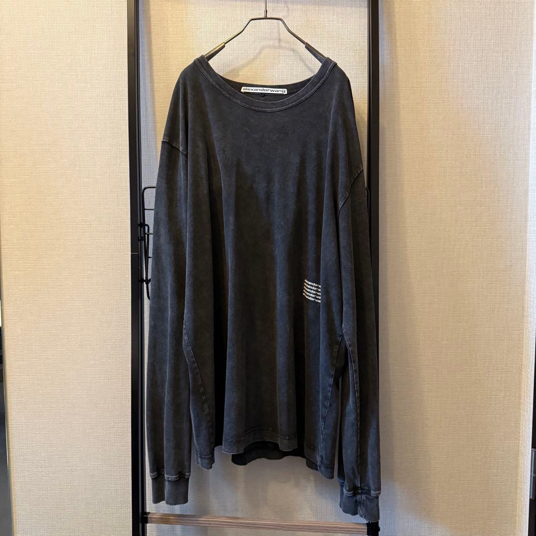 alexanderwang 長袖カットソー グレー　ダメージ加工　XL ロンT