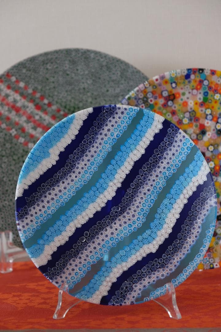 ヴェネチアングラス ミルフィオリ プレート エルコーレモレッティ 飯塚亜裕子