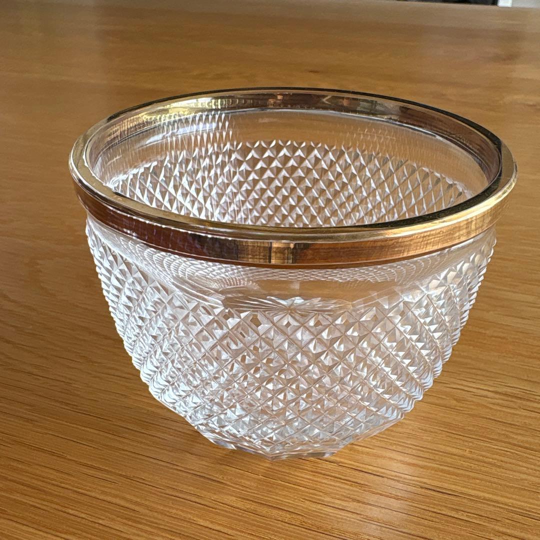 クリスタルカット小鉢 河上恭一郎氏 作家物 百貨店個展にて購入　銘入り
