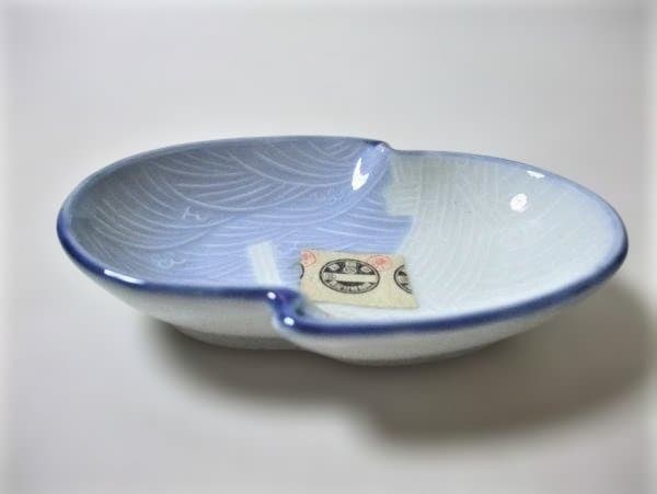 橋に流水鮎 鮎皿 各10客 刺身皿 醤油皿 共箱