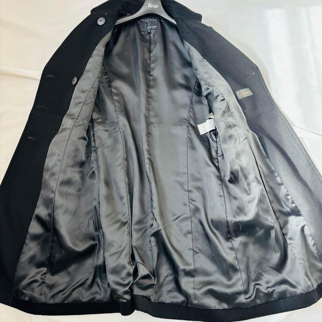 極美品 22 OCTOBRE カシミヤ 100% 黒 ダブル ロングコート