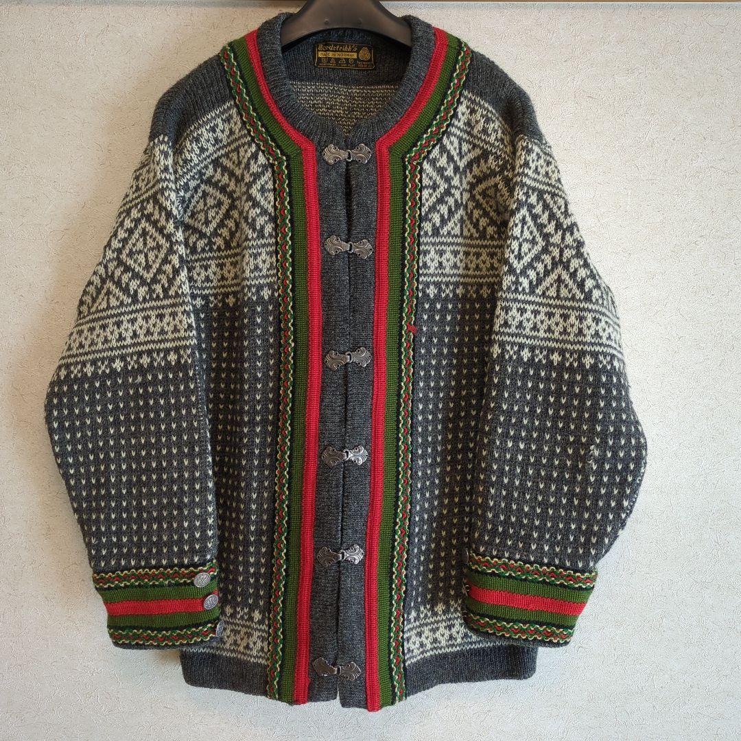 80sヴィンテージNordstikkノルディックウールニットカーディガン（厚手）