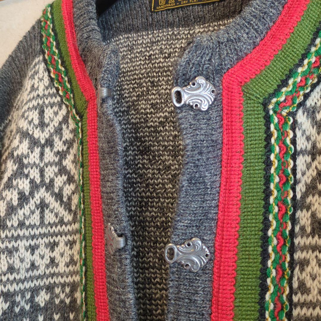80sヴィンテージNordstikkノルディックウールニットカーディガン（厚手）