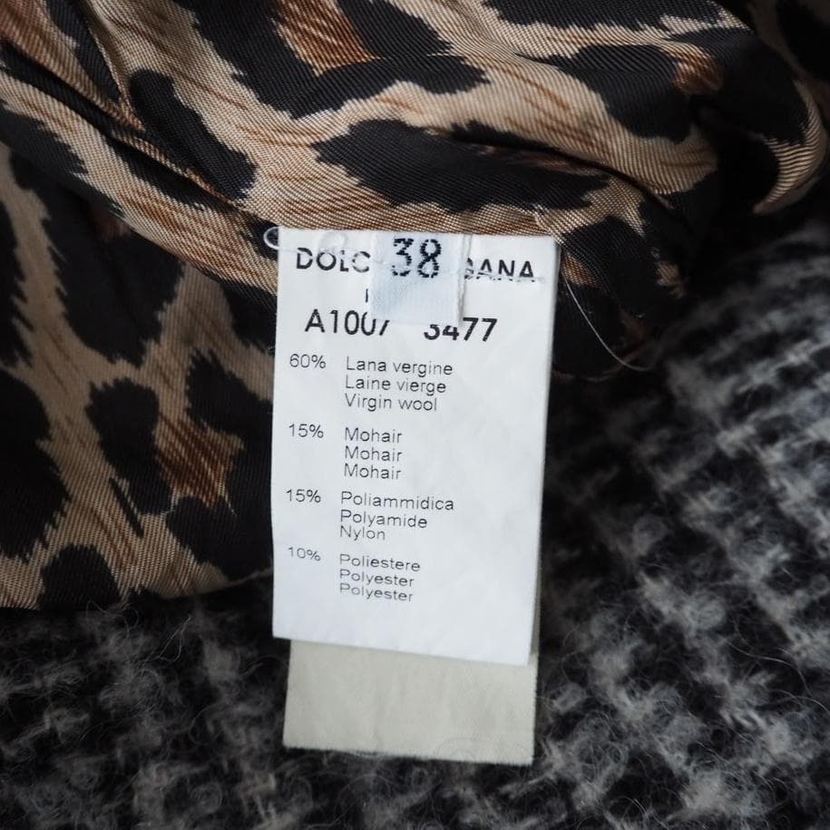 DOLCE&GABBANA 膝丈スカート チェック 裏地レオパード 38