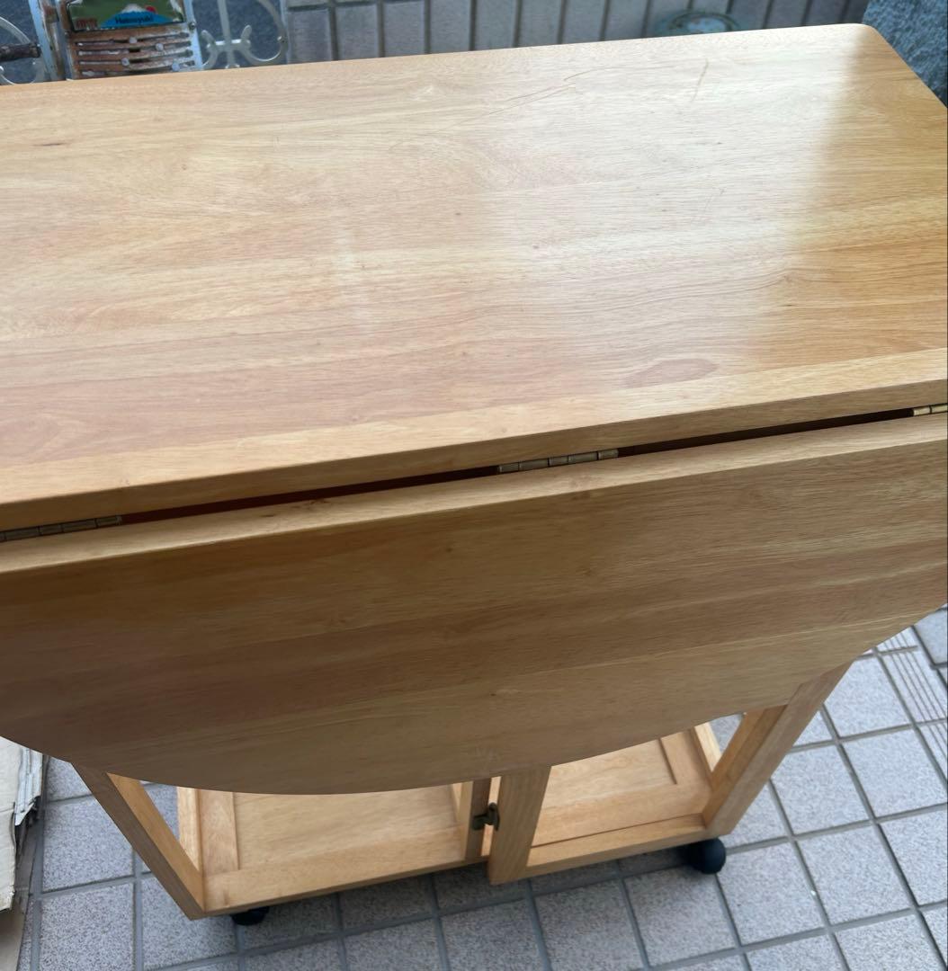 キッチン　カウンターワゴン　テーブル　キャスター 椅子2脚　引き出し　収納付き