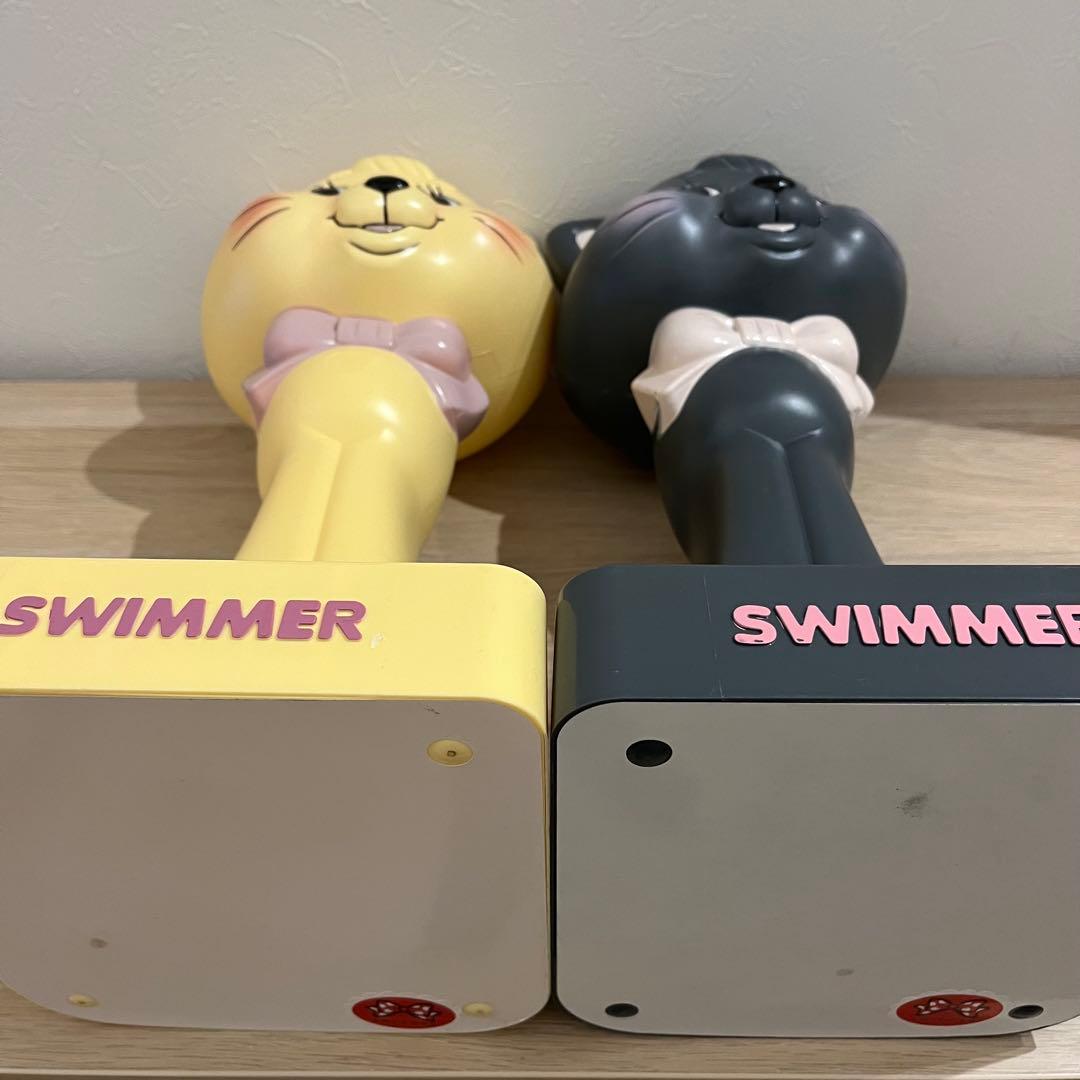 70s 80s SWIMMER 猫の置物 フィギュア ￼2点セット レトロ