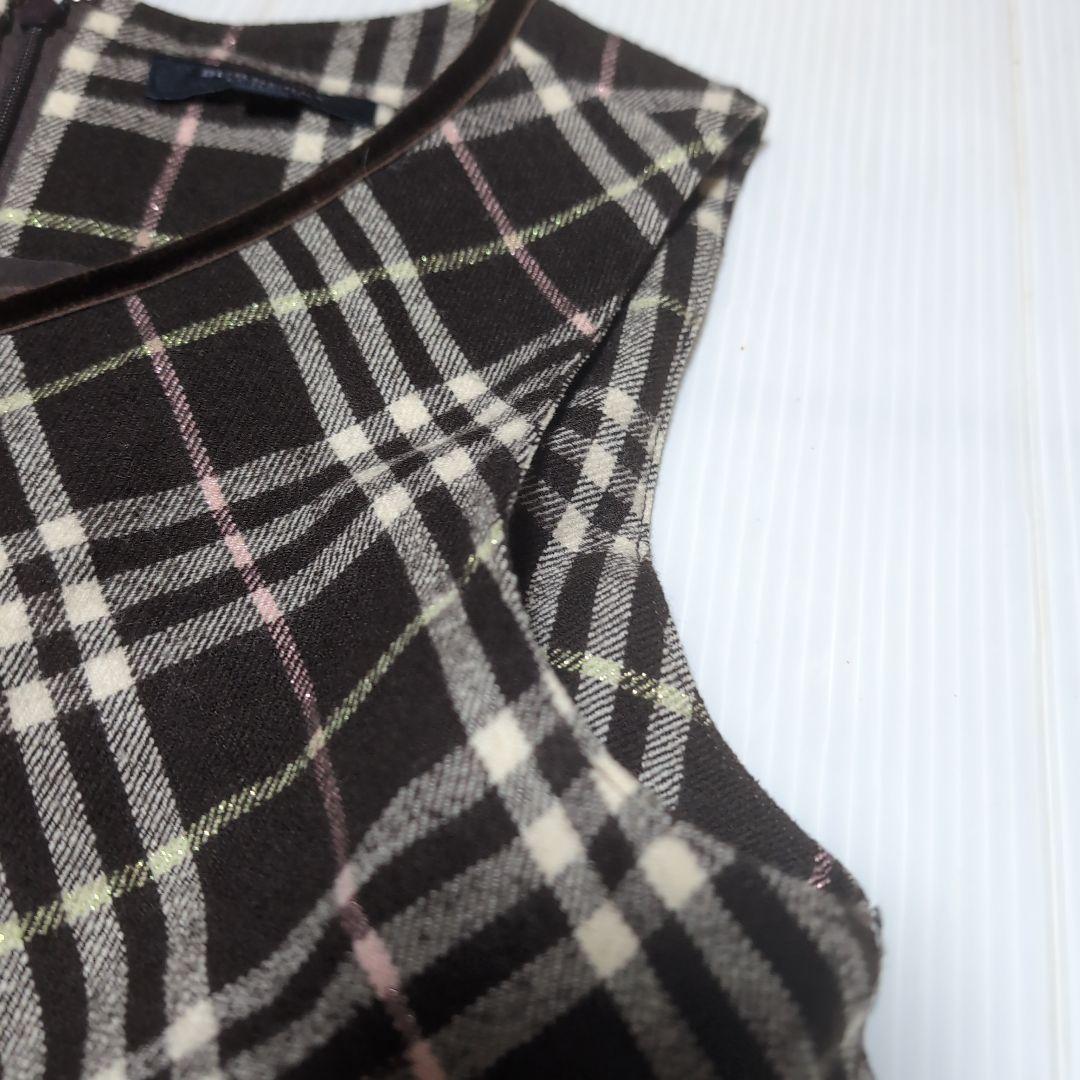 160★BURBERRY バーバリー★ベロアリボン付き！チェック柄ワンピース★