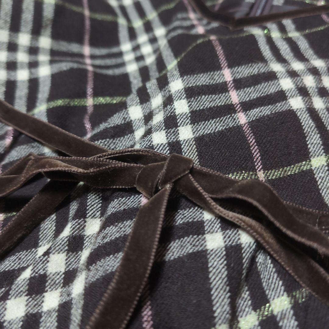 160★BURBERRY バーバリー★ベロアリボン付き！チェック柄ワンピース★