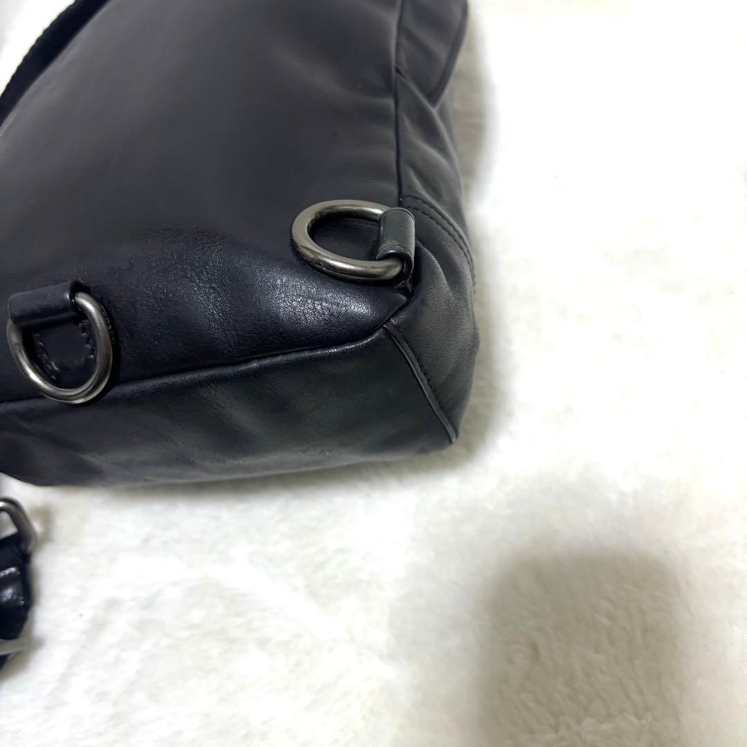 コーチ ボディバッグ ショルダーバッグ ブラック ネイビー レザー