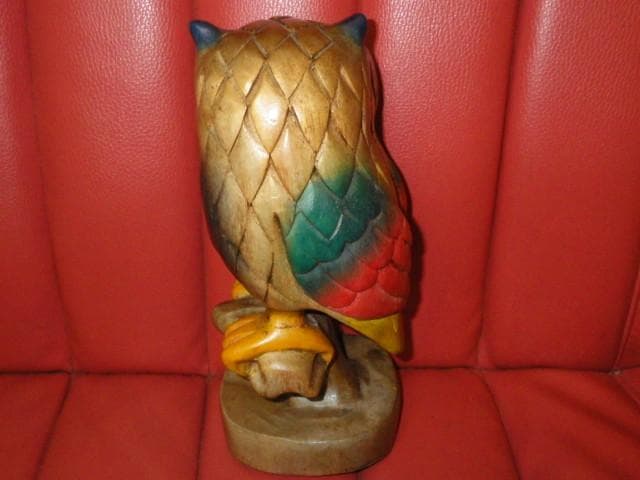 フクロウ★木彫り★置物★OWL★ミミズク★鳥★梟★縁起物★レトロ★不苦労★可愛い