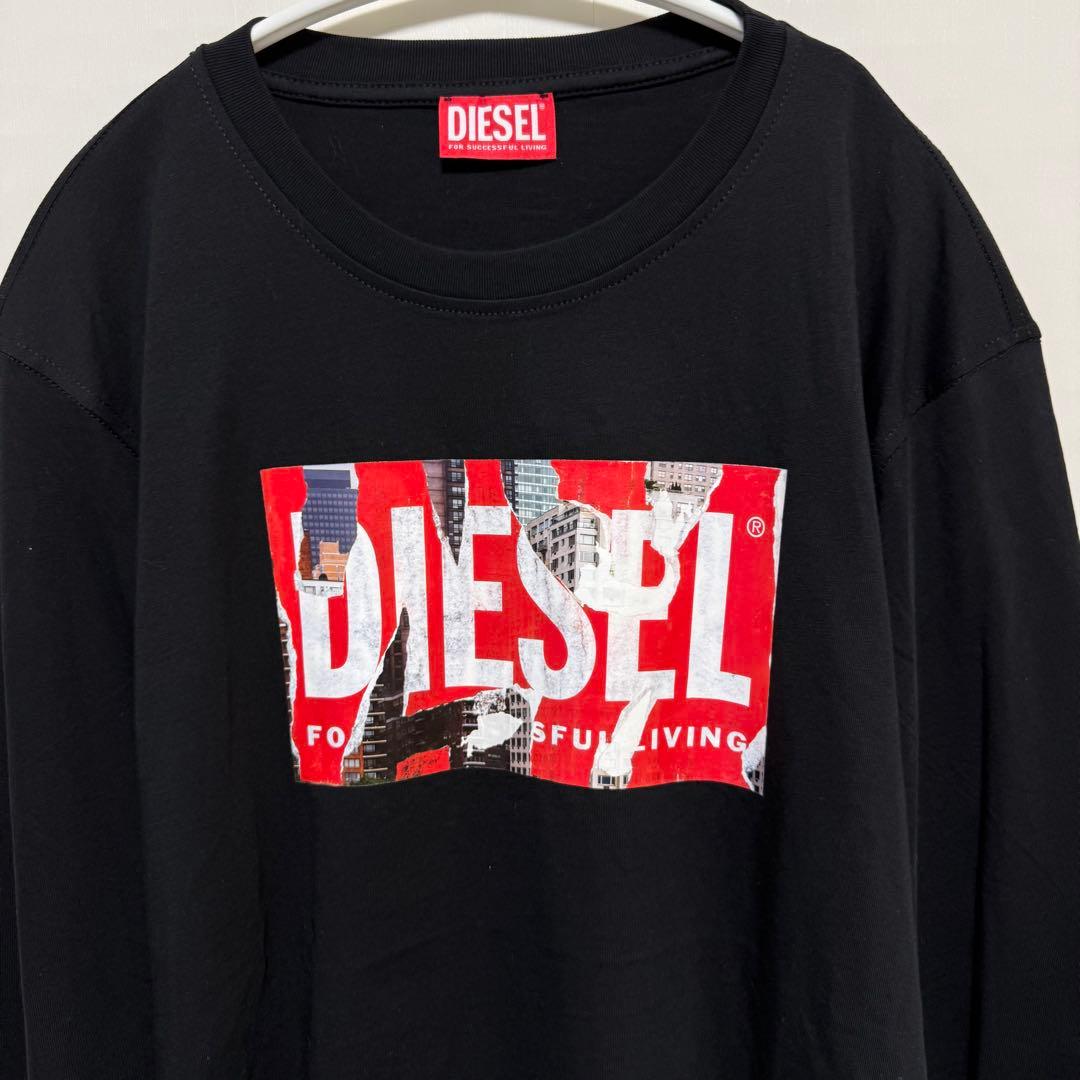 【新品】DIESEL 長袖Tシャツ L ブラック ロゴプリント