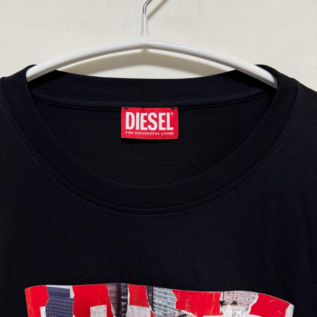 【新品】DIESEL 長袖Tシャツ L ブラック ロゴプリント