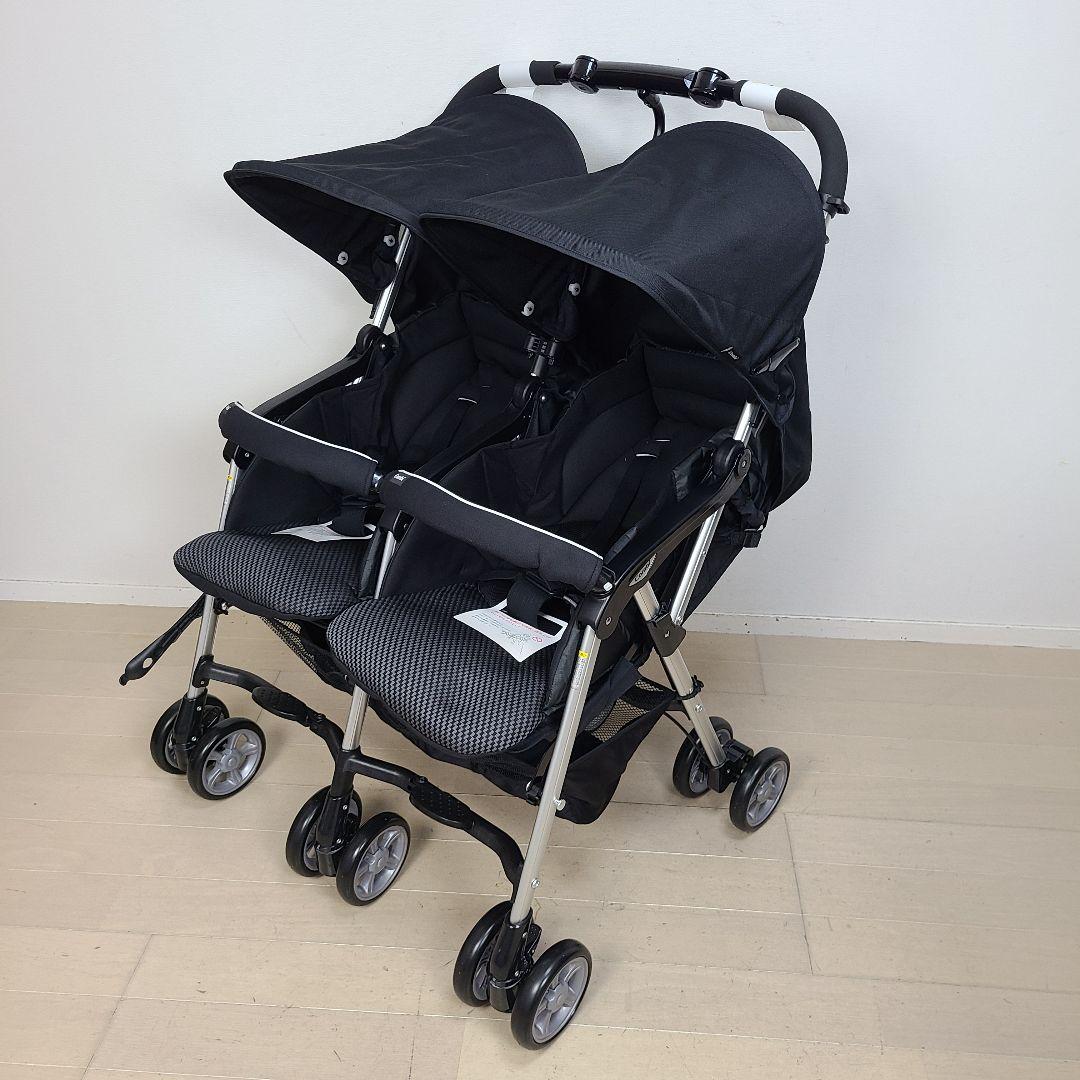 【美品】コンビ Combi ベビーカー ツインスピン ブラック 双子 2人乗り
