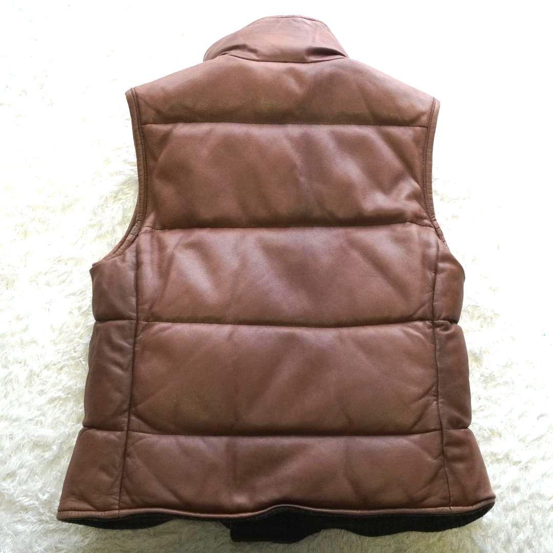 【入手困難】ラルフローレン　リバーシブル　ダウンベスト　ラムレザー　ヘリンボーン