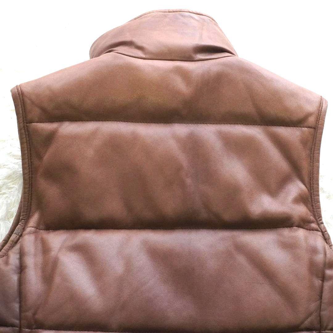 【入手困難】ラルフローレン　リバーシブル　ダウンベスト　ラムレザー　ヘリンボーン