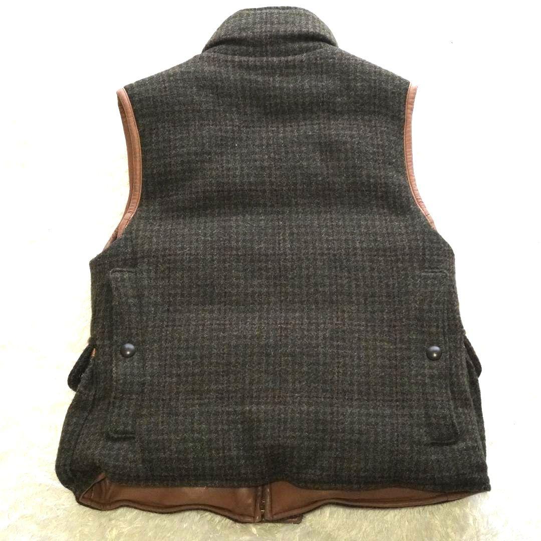 【入手困難】ラルフローレン　リバーシブル　ダウンベスト　ラムレザー　ヘリンボーン