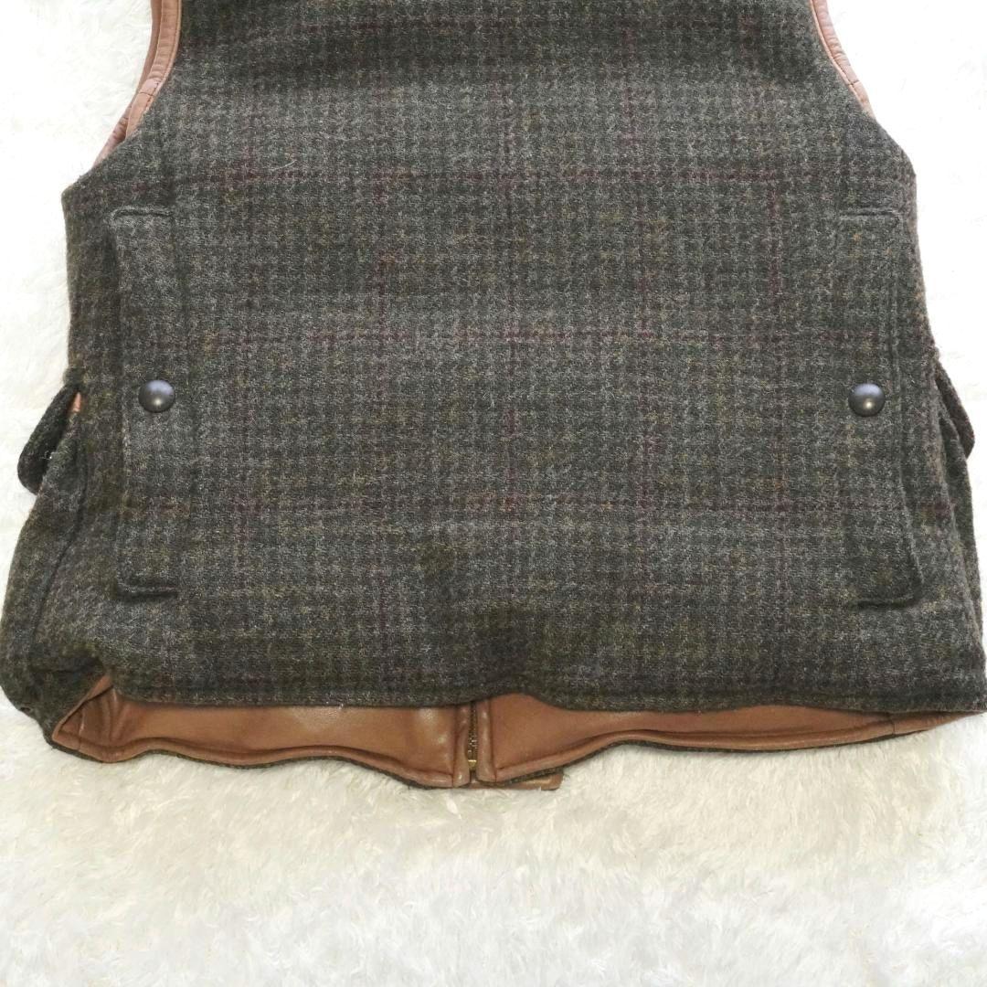 【入手困難】ラルフローレン　リバーシブル　ダウンベスト　ラムレザー　ヘリンボーン