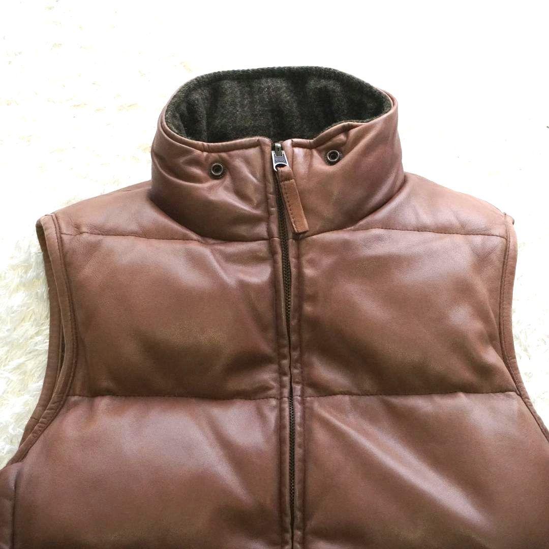 【入手困難】ラルフローレン　リバーシブル　ダウンベスト　ラムレザー　ヘリンボーン