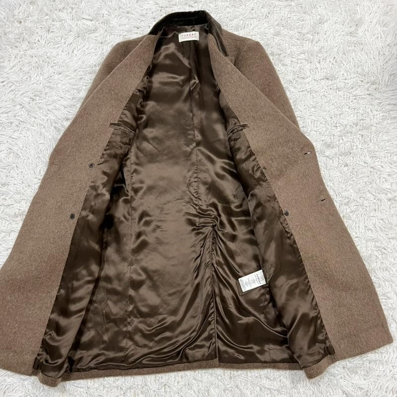 美品 FURSAC チェスターコート ダブルブレスト ブラウン アルパカ混
