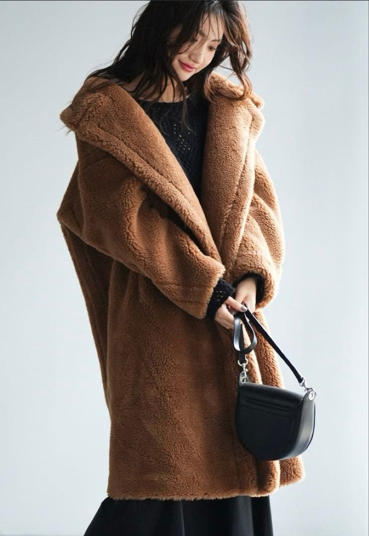美品SAISON DE PAPILLON ロング ボアコートS